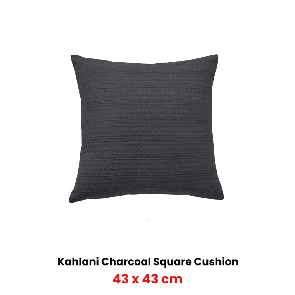 Bianca Kahlani Charcoal Waffle Square Filled Cushion 43 x 43cm - Home & Garden > Decor > Cushions & Throws