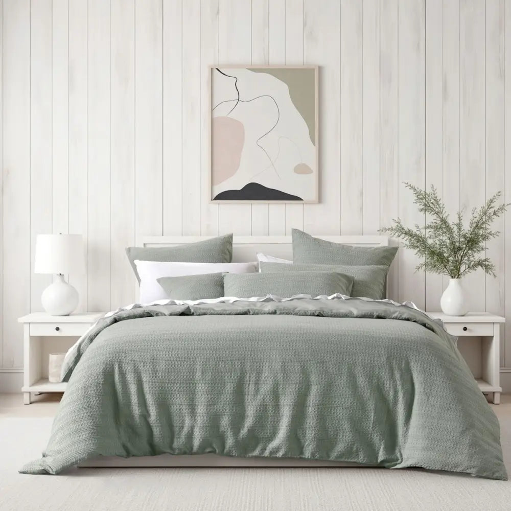 Bianca Kahlani Sage Waffle Quilt Cover Set Single - Home & Garden > Bedding > Duvet Covers