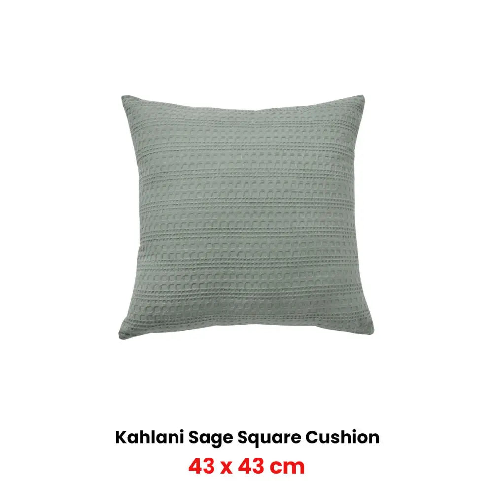 Bianca Kahlani Sage Waffle Square Filled Cushion 43 x 43cm - Home & Garden > Decor > Cushions & Throws
