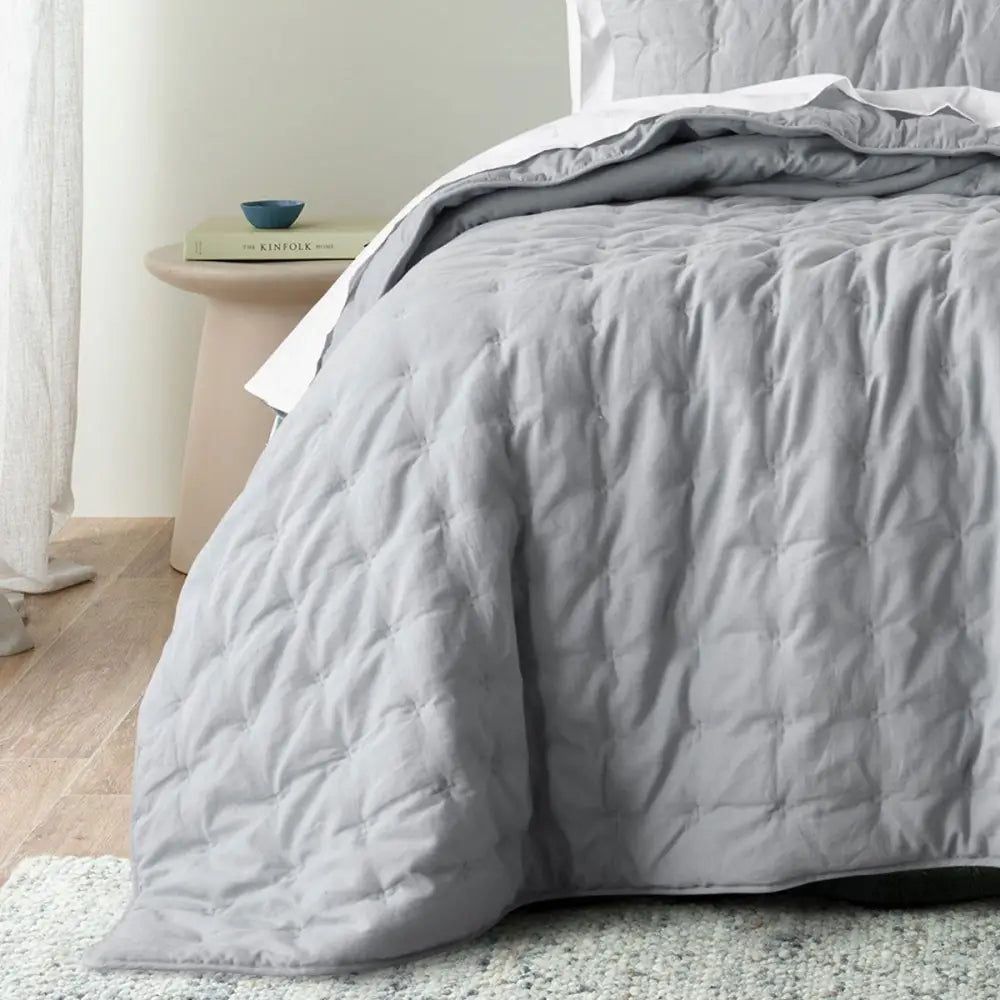 Bianca Langston Silver Pre-Washed Linen Cotton Comforter Set Queen/King - Home & Garden > Bedding > Quilts & Duvets