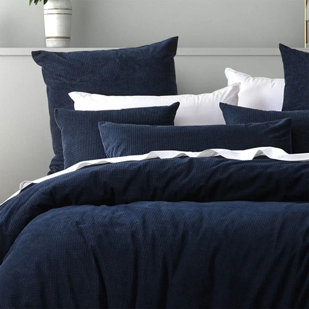 Bianca Lebron Indigo Jacquard Polyester Quilt Cover Set King - Home & Garden > Bedding