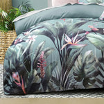 Bianca Mika Green Cotton Sateen Quilt Cover Set Queen - Home & Garden > Bedding