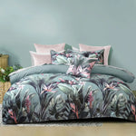 Bianca Mika Green Cotton Sateen Quilt Cover Set Queen - Home & Garden > Bedding
