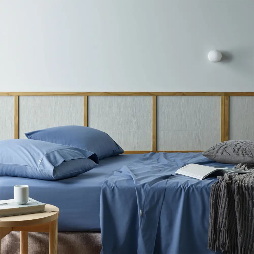 Bianca Natural Sleep Recycled Cotton and Bamboo Sheet Set Blue King - Home & Garden > Bedding > Bed Sheets