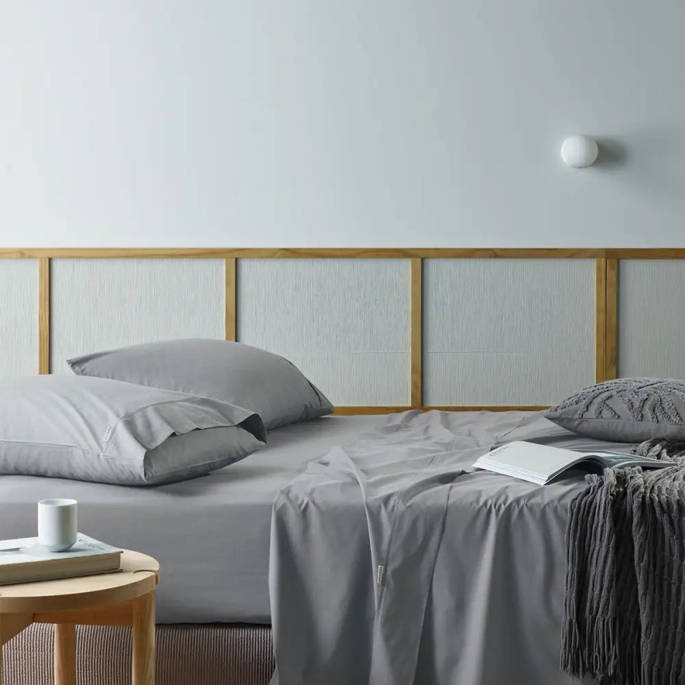 Bianca Natural Sleep Recycled Cotton and Bamboo Sheet Set Silver Queen - Home & Garden > Bedding > Bed Sheets