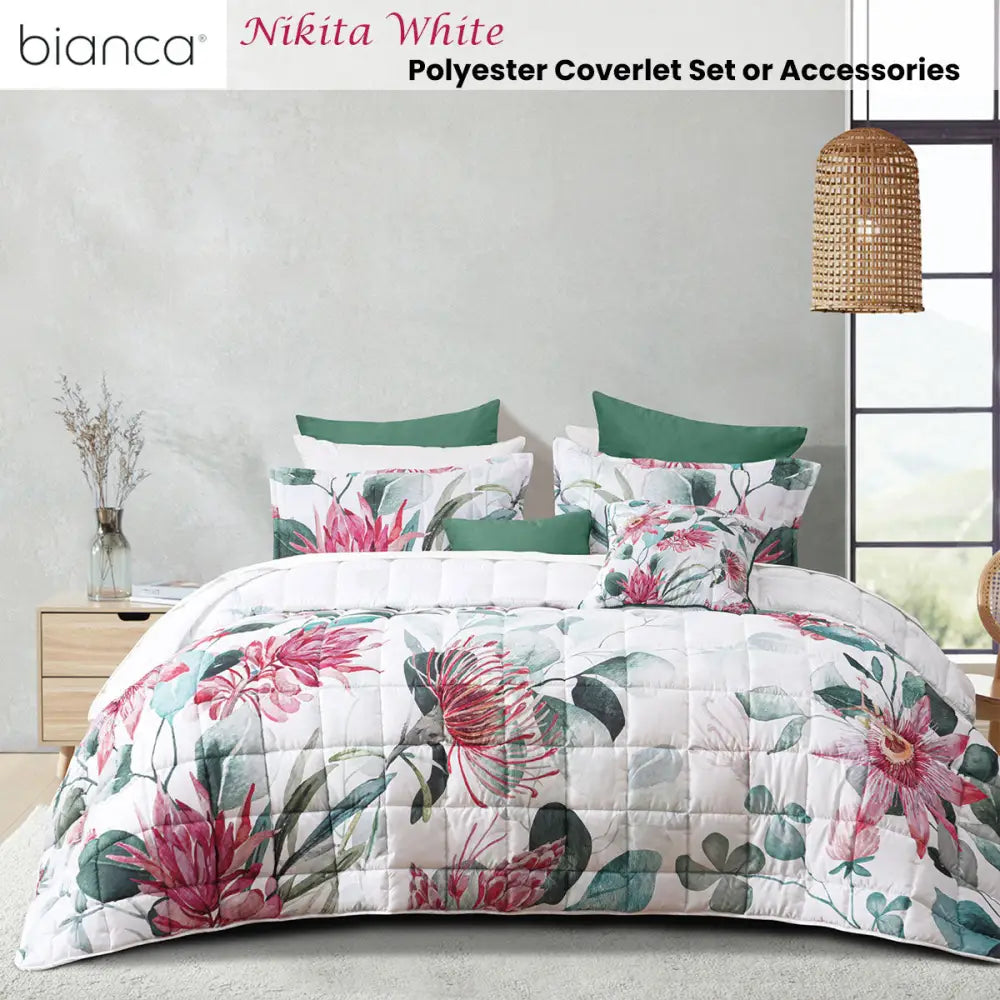 Bianca Nikita White Polyester Coverlet Set Super King - Home & Garden > Bedding