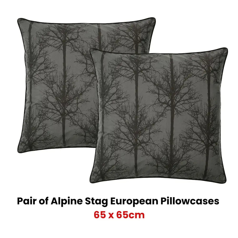 Bianca Pair of Alpine Stag Taupe European Pillowcases - Home & Garden > Bedding