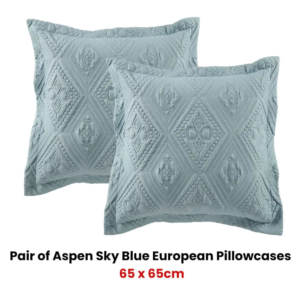 Bianca Pair of Aspen Sky Blue European Pillowcases - Home & Garden > Bedding