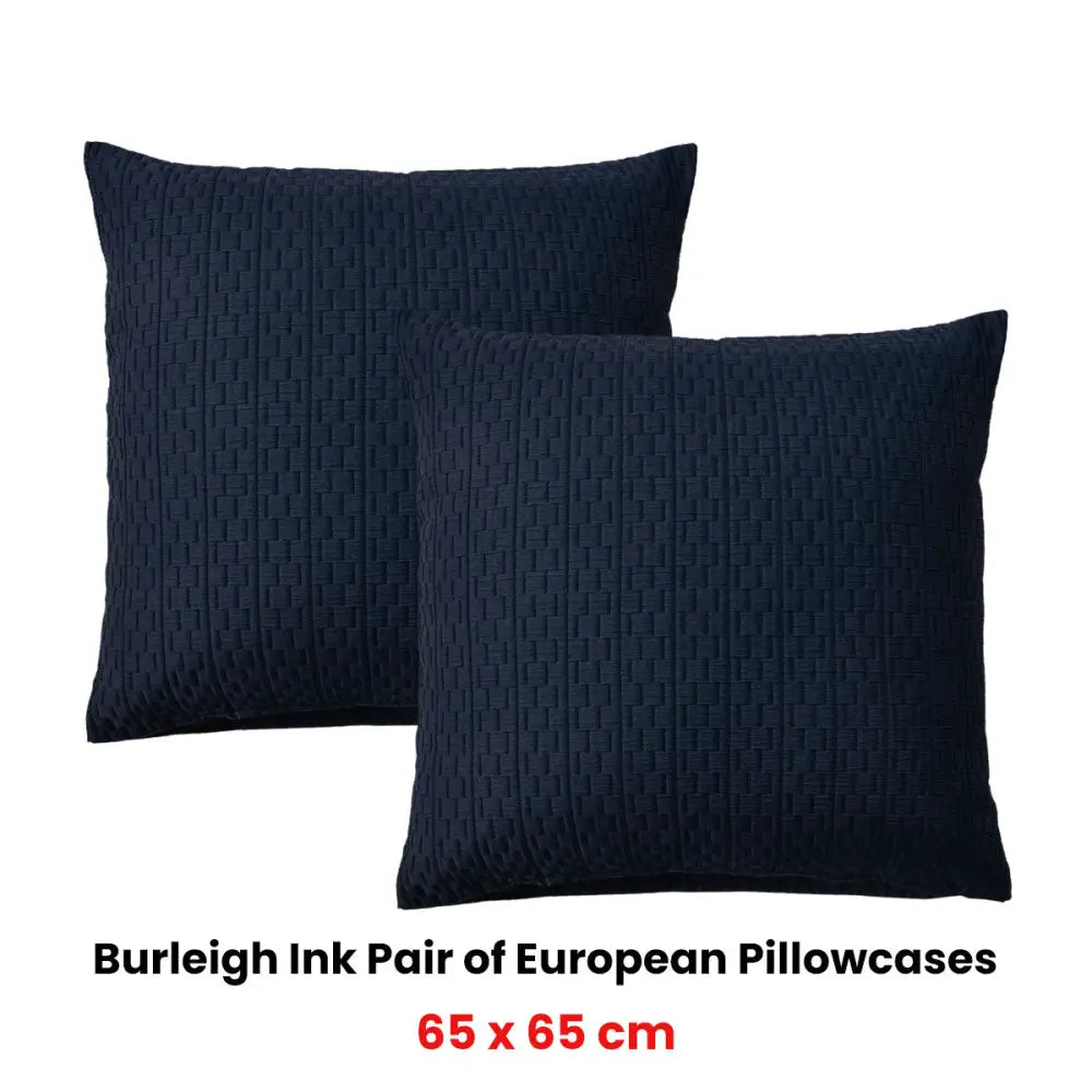 Bianca Pair of Burleigh Ink European Pillowcases 65 x 65cm - Home & Garden > Bedding > Pillowcases