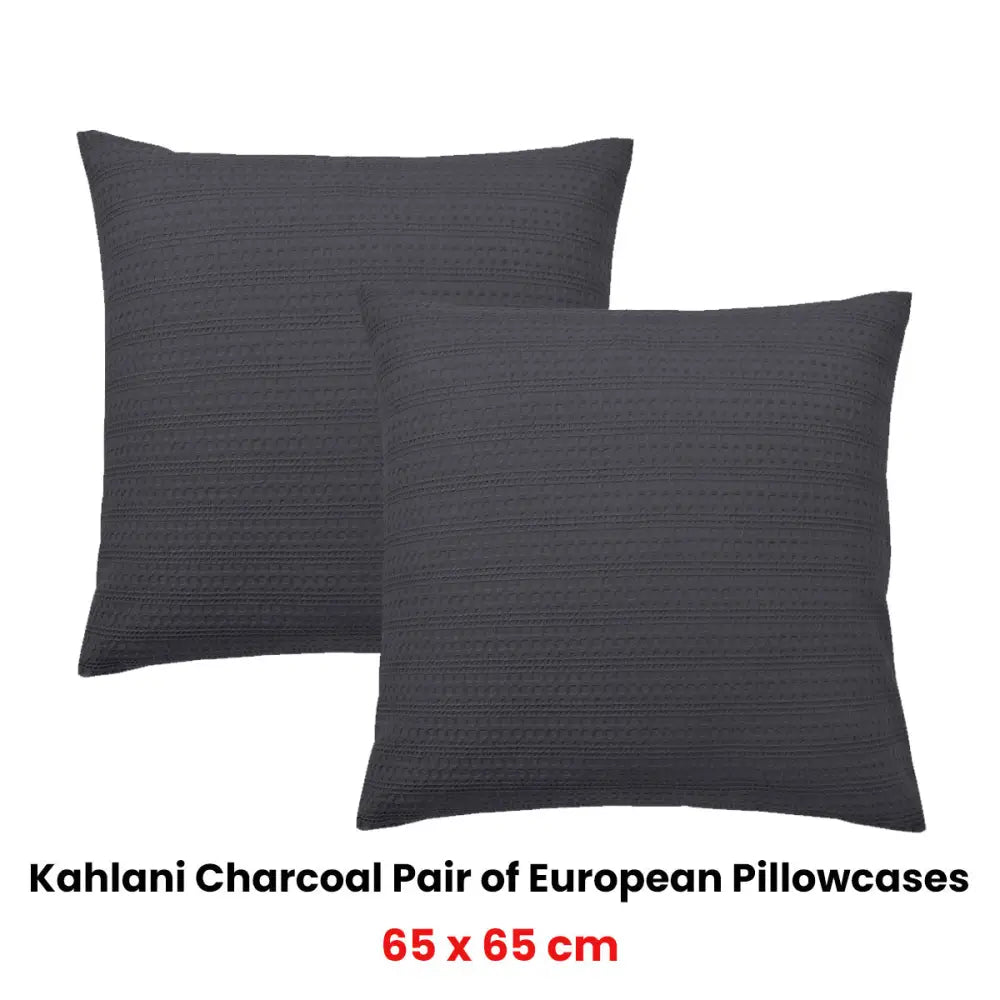 Bianca Pair of Kahlani Charcoal European Pillowcases 65 x 65cm - Home & Garden > Bedding > Pillowcases