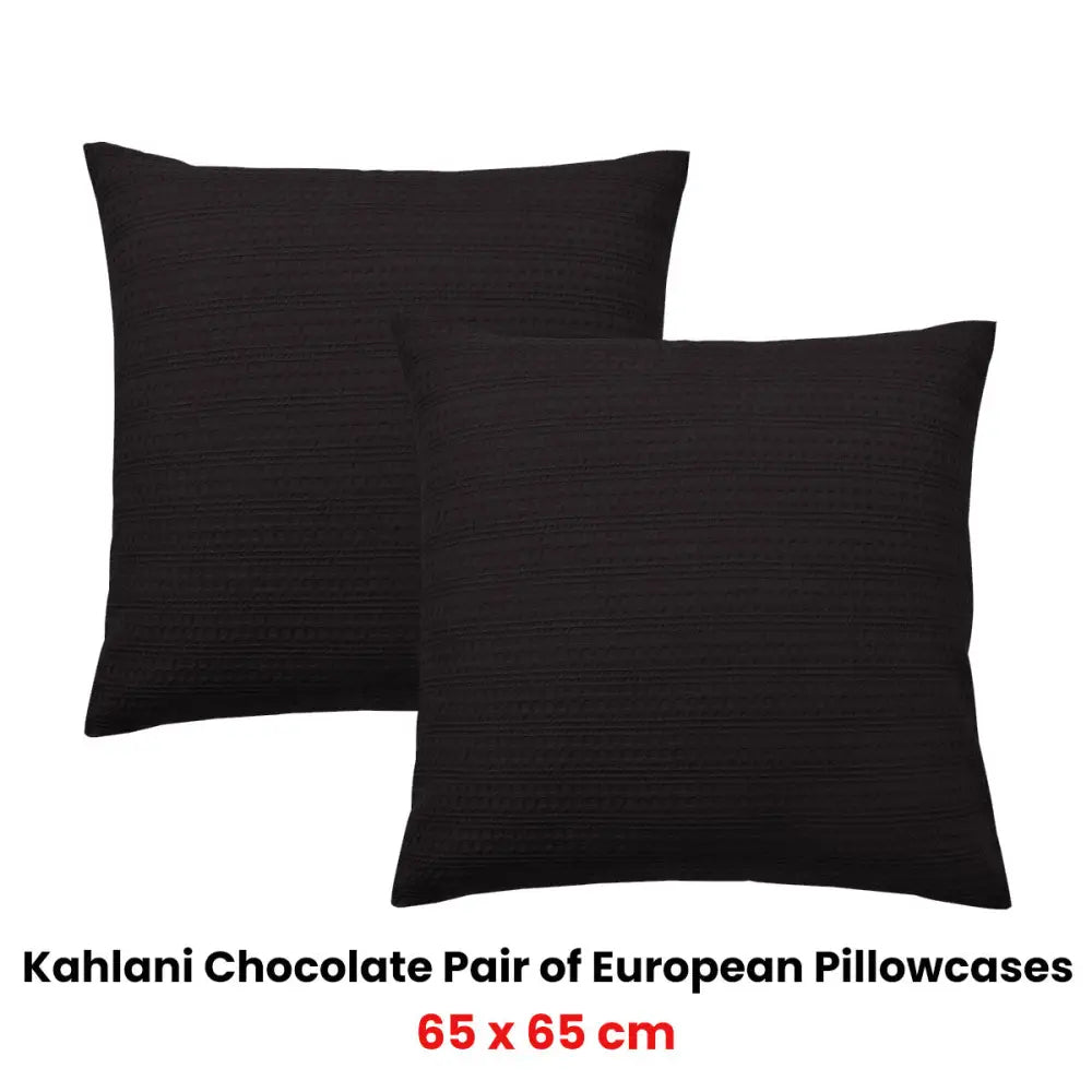 Bianca Pair of Kahlani Chocolate European Pillowcases 65 x 65cm - Home & Garden > Bedding > Pillowcases