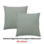 Bianca Pair of Kahlani Sage European Pillowcases 65 x 65cm - Home & Garden > Bedding > Pillowcases