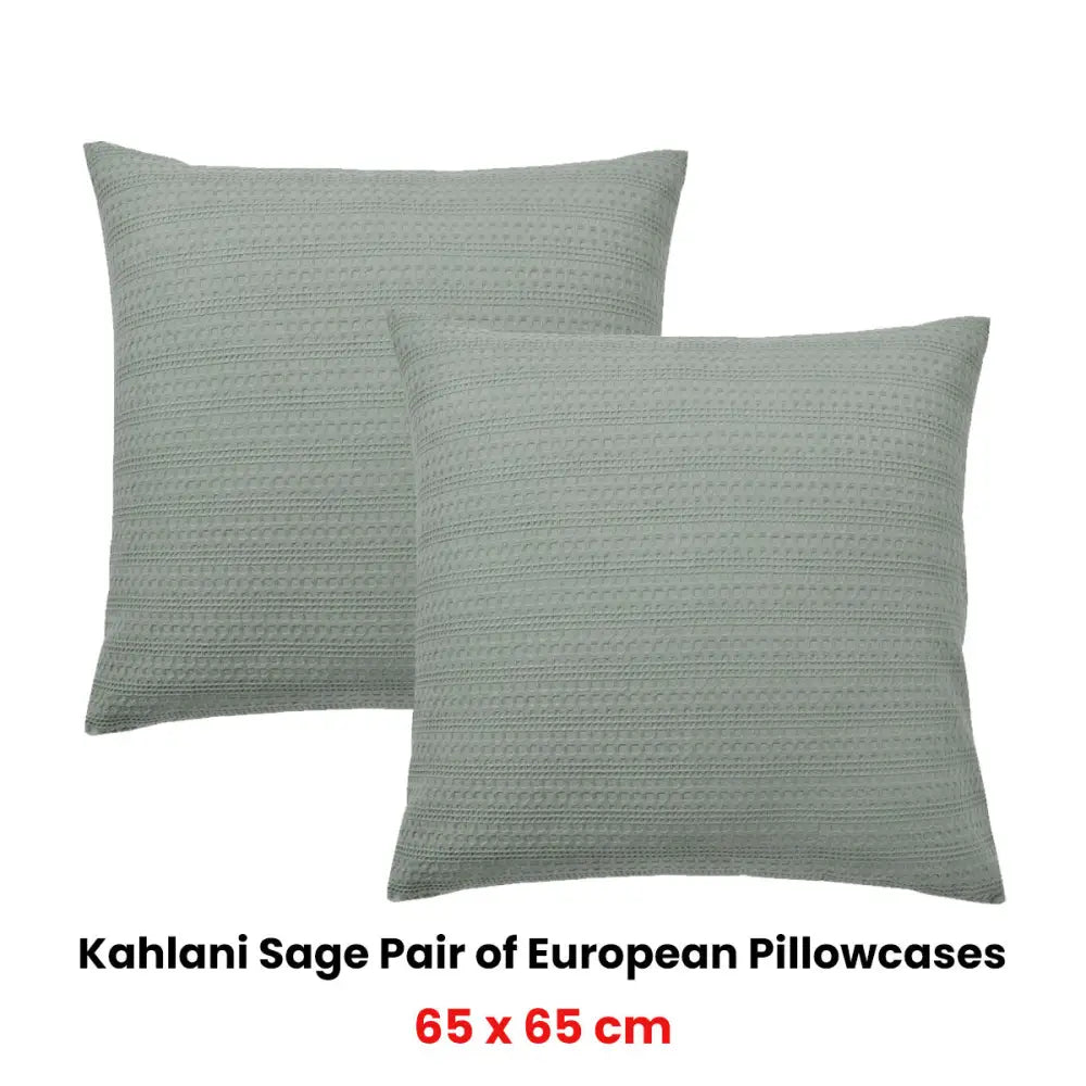 Bianca Pair of Kahlani Sage European Pillowcases 65 x 65cm - Home & Garden > Bedding > Pillowcases