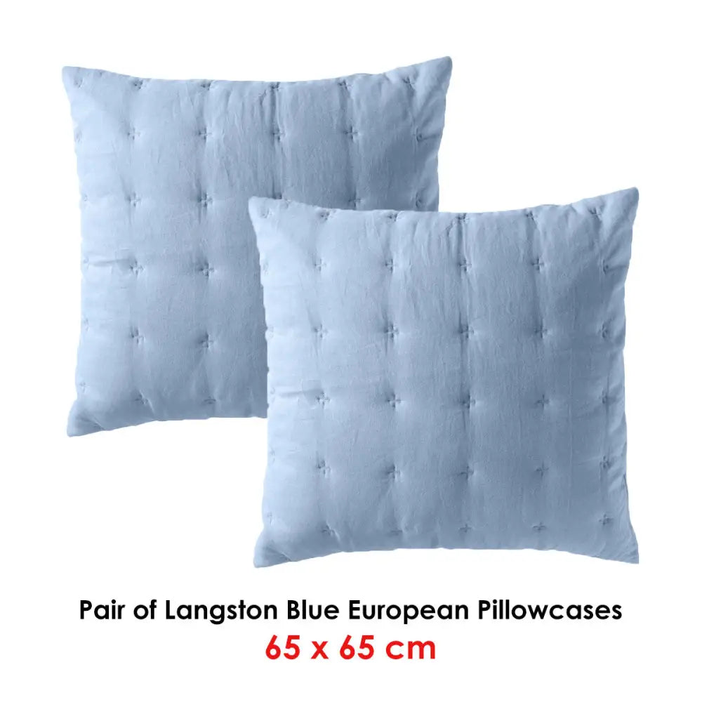 Bianca Pair of Langston Blue European Pillowcases - Home & Garden > Bedding > Pillowcases