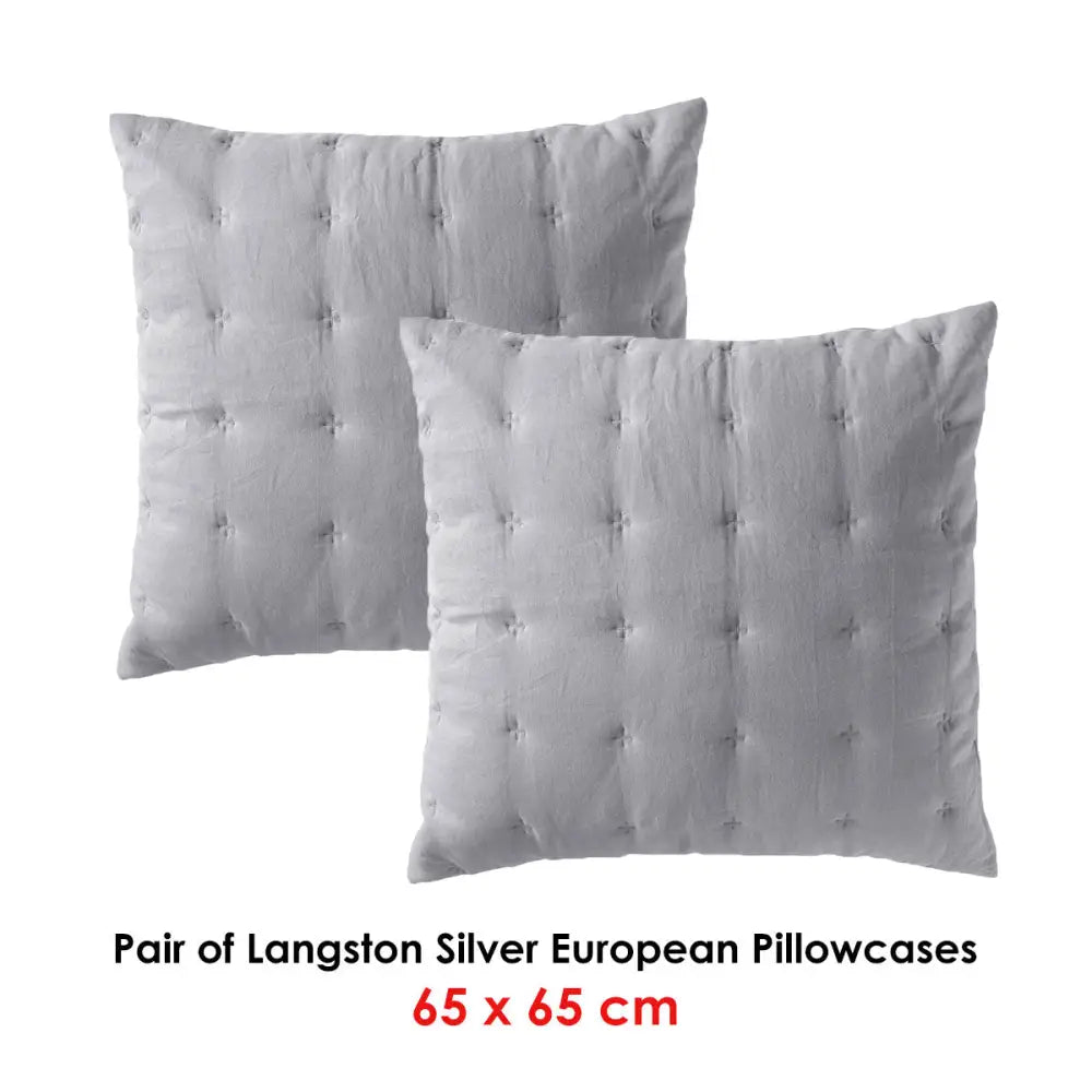 Bianca Pair of Langston Silver European Pillowcases - Home & Garden > Bedding > Pillowcases