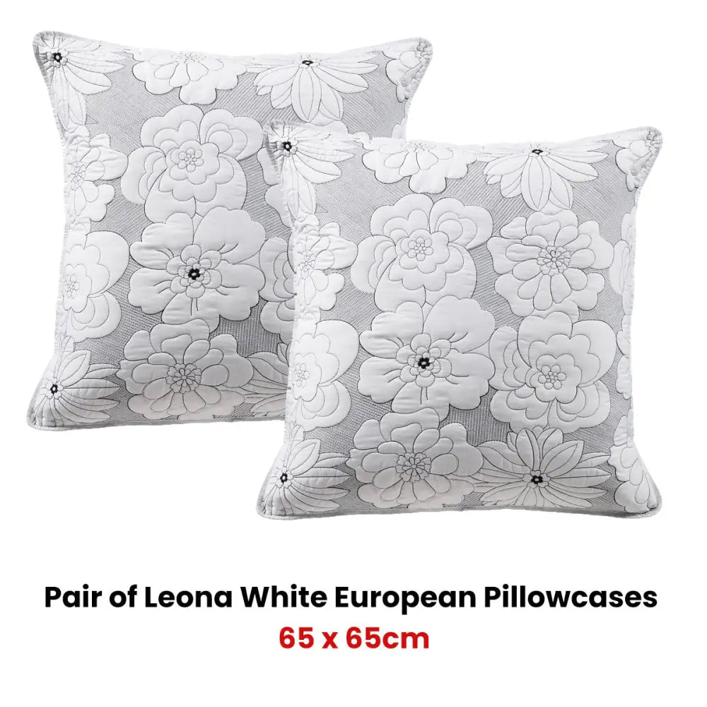 Bianca Pair of Leona White European Pillowcases - Home & Garden > Bedding