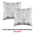 Bianca Pair of Olivia Grey European Pillowcases - Home & Garden > Bedding