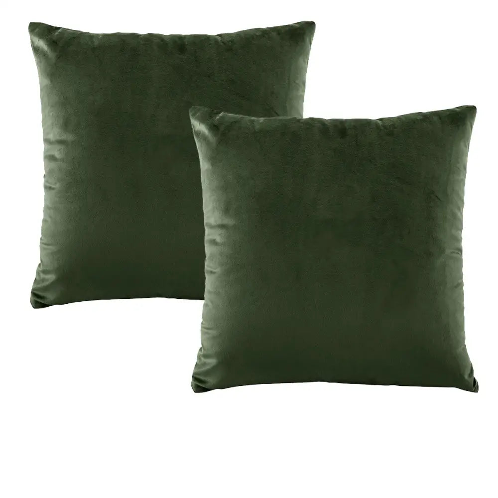 Bianca Pair of Vivid Coordinates Forest Green Velvet European Pillowcases - Home & Garden > Bedding