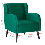 Bianca Set of 2 Accent Sofa Arm Chair Fabric Uplholstered Lounge - Green - Furniture > Sofas