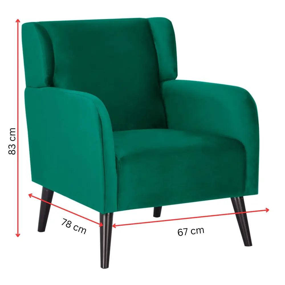 Bianca Set of 2 Accent Sofa Arm Chair Fabric Uplholstered Lounge - Green - Furniture > Sofas