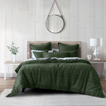 Bianca Sussex Forest Green Cotton Waffle Quilt Cover Set Queen - Home & Garden > Bedding