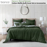 Bianca Sussex Forest Green Cotton Waffle Quilt Cover Set Queen - Home & Garden > Bedding