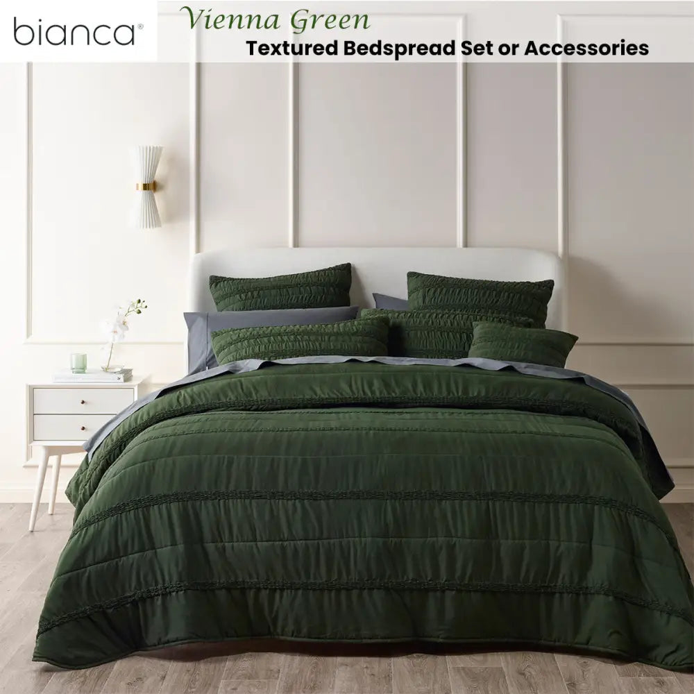 Bianca Vienna Green Textured Bedspread Set Single - Home & Garden > Bedding