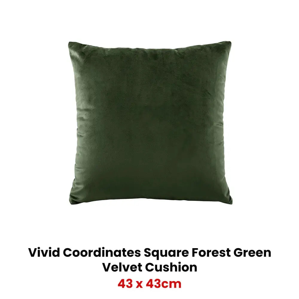 Bianca Vivid Coordinates Square Forest Green Velvet Cushion - Home & Garden > Bedding