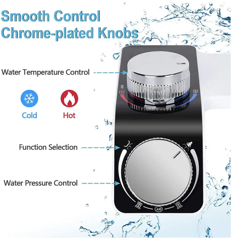 Bidet Toilet Seat Dual Nozzles Self-Cleaning Wash Hot Cold Mixer Water Sprayer - Home & Garden > Bathroom Accessories >