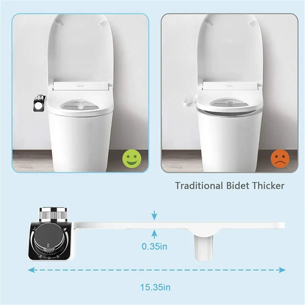 Bidet Toilet Seat Dual Nozzles Self-Cleaning Wash Hot Cold Mixer Water Sprayer - Home & Garden > Bathroom Accessories >