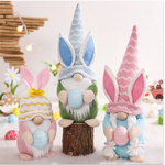 Big Pink Fat Doll Easter Gnome Doll - Knitted Fabric with Egg and Bunny Ears Decor - Home & Garden > Decor > Vases &