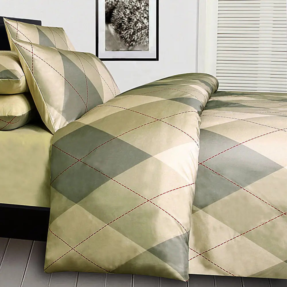 Big Sleep Argyles Beige Quilt Cover Set Single - Home & Garden > Bedding