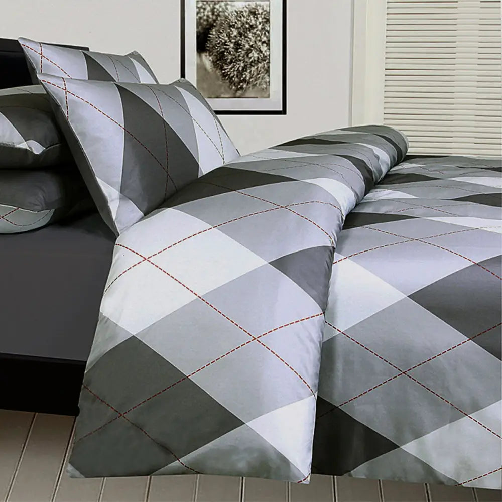 Big Sleep Argyles Black Quilt Cover Set Single - Home & Garden > Bedding