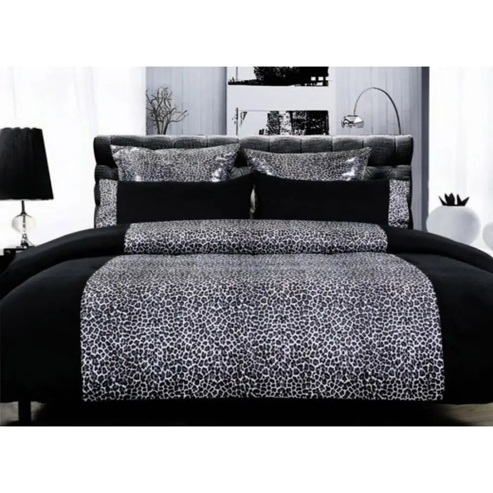 Big Sleep LEOPARD Quilt Cover Set Black Single - Home & Garden > Bedding