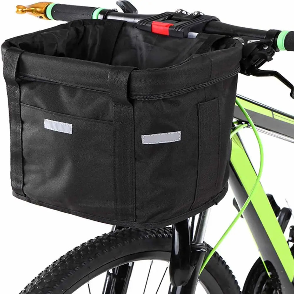 Bike Basket Folding Cat Dog Carrier Bicycle Handlebar Bag Quick Release Detachable Storage Basket - Pet Care > Cat