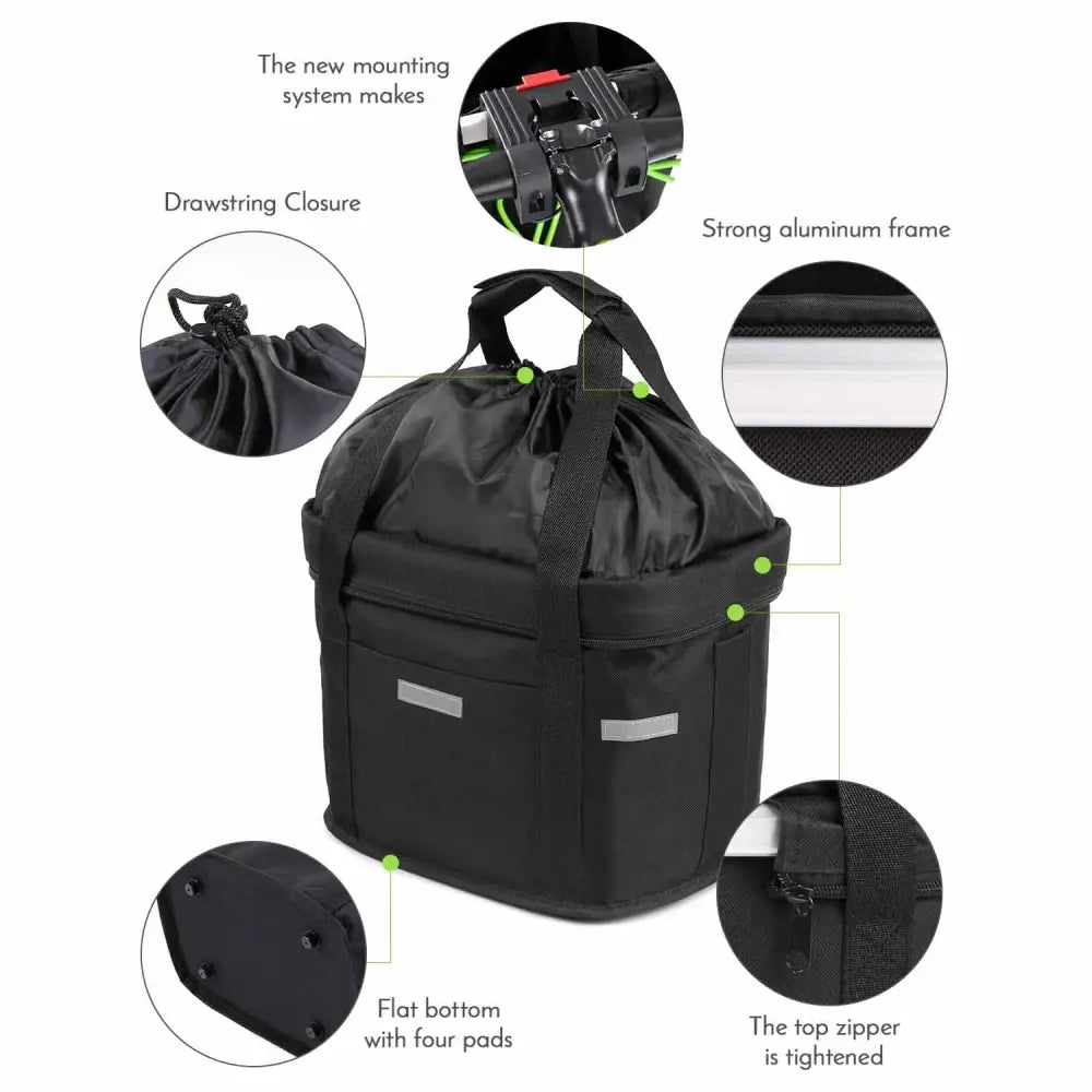 Bike Basket Folding Cat Dog Carrier Bicycle Handlebar Bag Quick Release Detachable Storage Basket - Pet Care > Cat