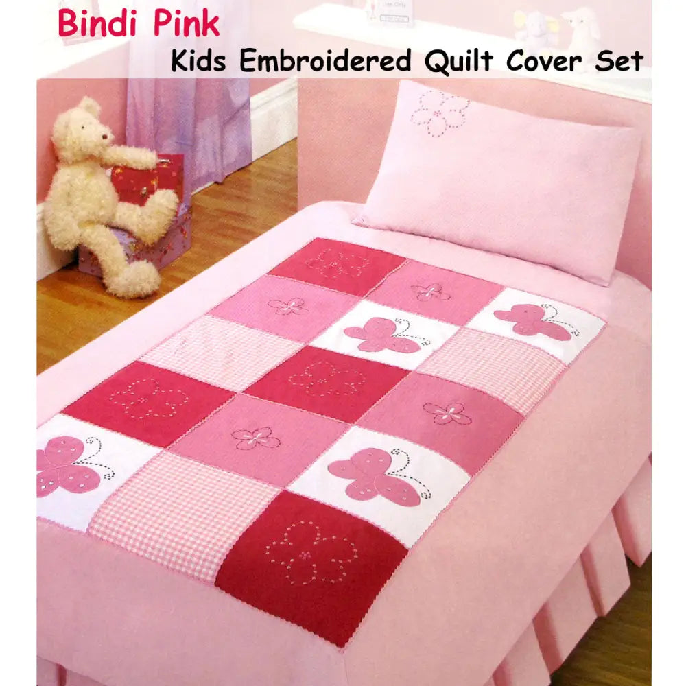 Bindi Butterfly Embroidered Quilt Cover Set Single - Home & Garden > Bedding