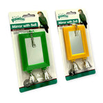 Bird Mirror With Bells - Aviary Toy Budgie Parrot Cockatiel Cage Entertainer - Pet Care > Bird > Bird Cages & Stands