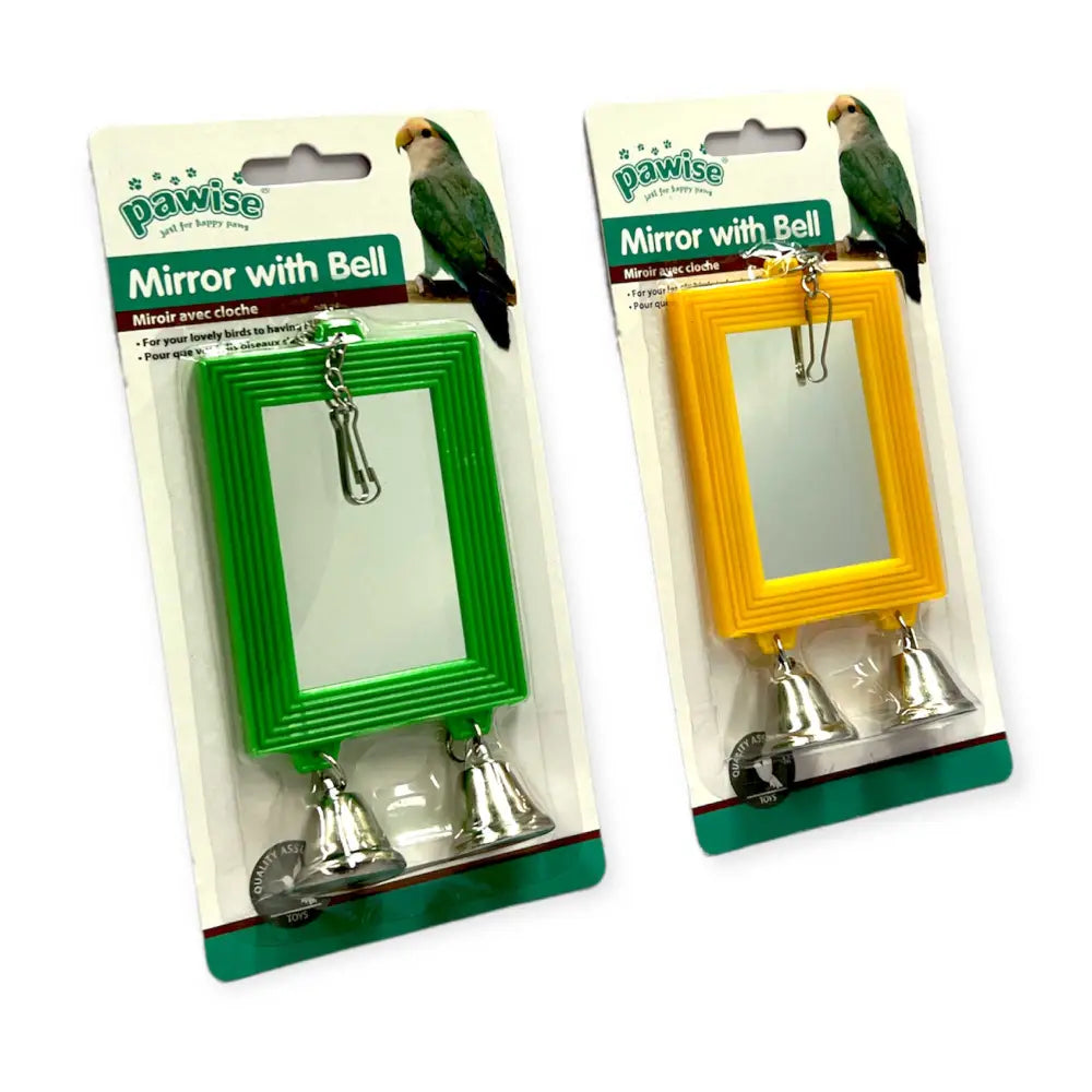 Bird Mirror With Bells - Aviary Toy Budgie Parrot Cockatiel Cage Entertainer - Pet Care > Bird > Bird Cages & Stands