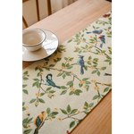 Birds & Branch Table Runner - Jacquard Woven Beige with Tassels(33X300CM) - Home & Garden > Decor > Vases & Table Decor