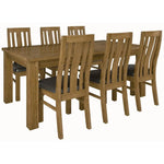 Birdsville 7pc Dining Set 190cm Table 6 PU Seat Chair Solid Mt Ash Wood - Brown - Furniture > Dining