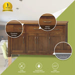 Birdsville Buffet Table 161cm 4 Door 3 Drawer Solid Mt Ash Timber Wood - Brown - Furniture > Living Room