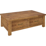 Birdsville Coffee Table 120cm 2 Drawer Solid Mt Ash Timber Wood - Brown - Furniture > Living Room
