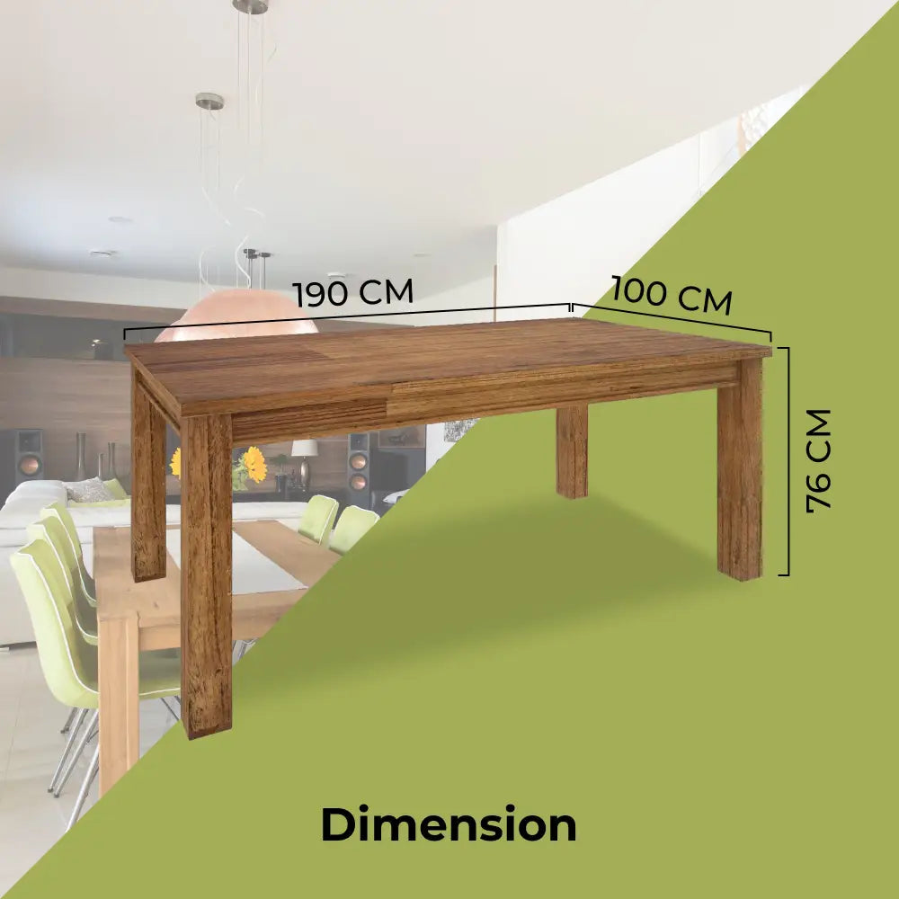Birdsville Dining Table 190cm Solid Mt Ash Wood Home Dinner Furniture - Brown - Furniture > Dining