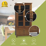 Birdsville Display Unit Glass Door Bookcase Solid Mt Ash Timber Wood - Brown - Furniture > Living Room