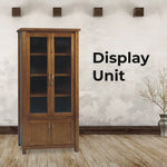 Birdsville Display Unit Glass Door Bookcase Solid Mt Ash Timber Wood - Brown - Furniture > Living Room