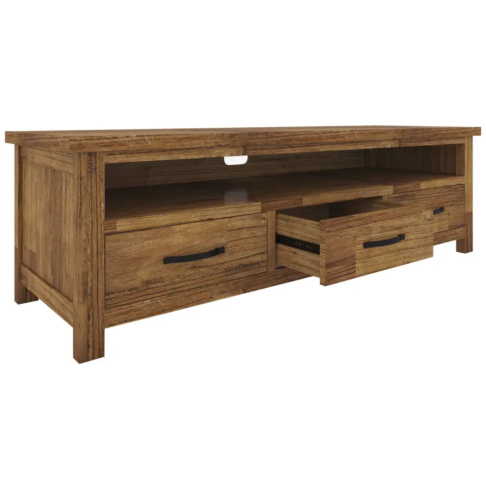 Birdsville ETU Entertainment TV Unit 174cm 3 Drawer Solid Mt Ash Wood - Brown - Furniture > Living Room