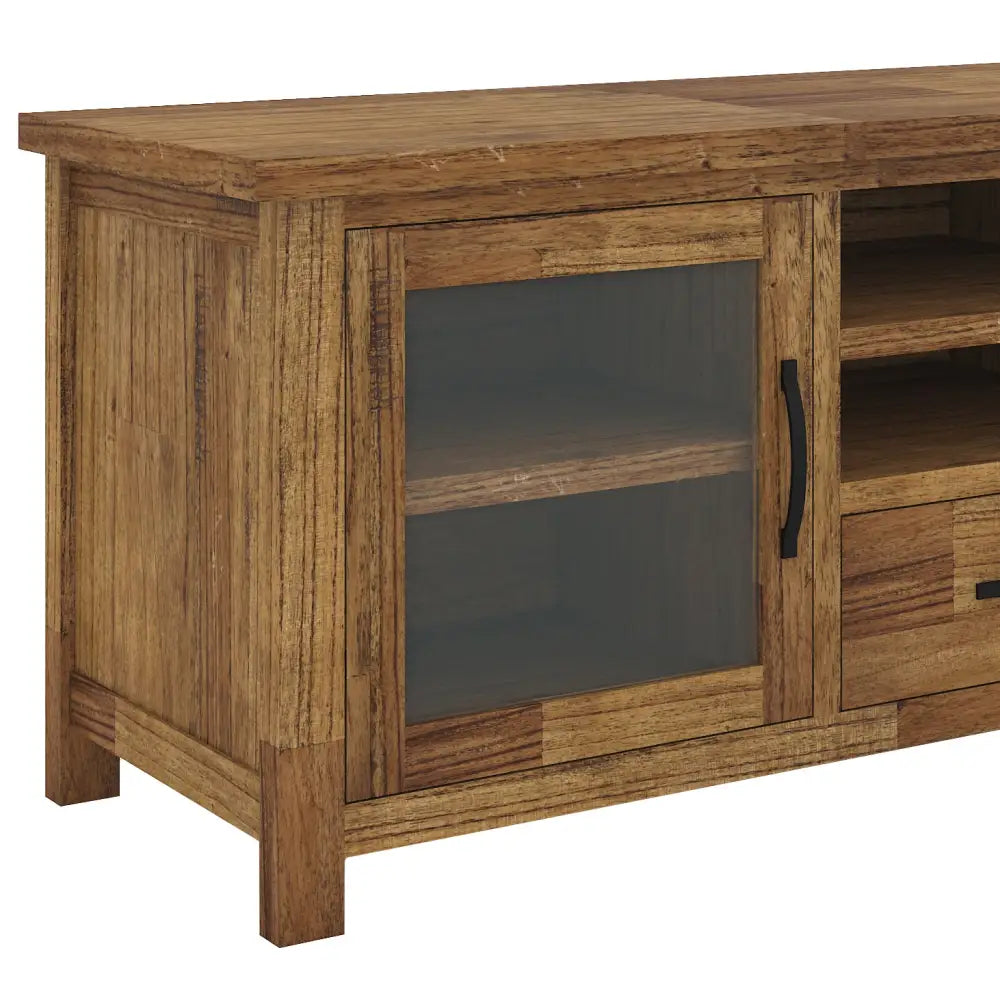 Birdsville ETU Entertainment TV Unit 223cm 2 Door 2 Drawer Mt Ash Wood - Brown - Furniture > Living Room