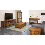 Birdsville ETU Entertainment TV Unit 223cm 2 Door 2 Drawer Mt Ash Wood - Brown - Furniture > Living Room