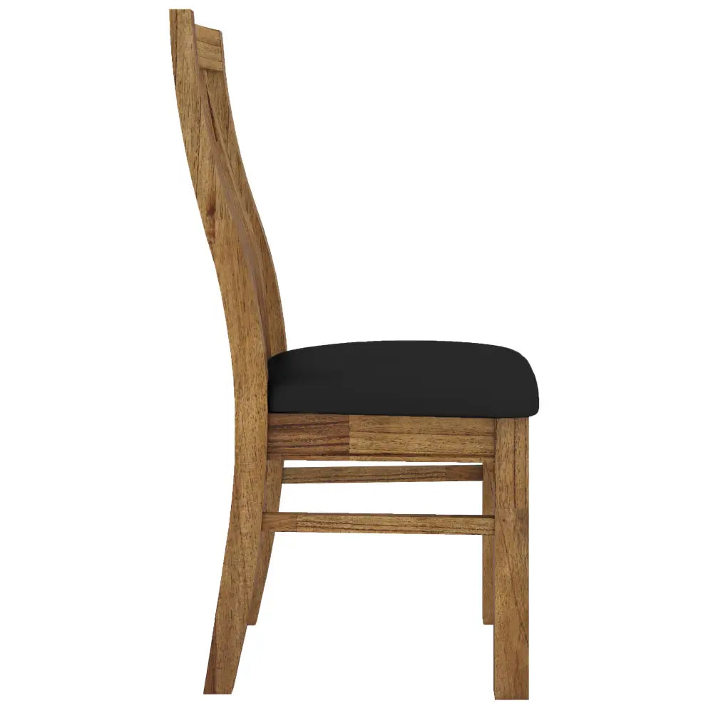 Birdsville PU Seat Dining Chair Set of 2 Solid Ash Wood Dining Furniture -Brown - Furniture > Dining